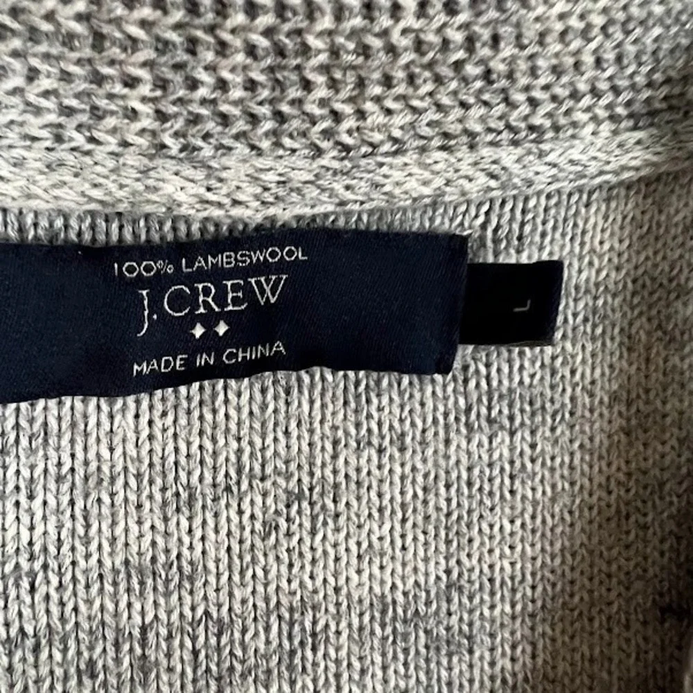 J Crew Shawl Neck Cardigan Sweater Mens L Grey Cotton ClassicPreppy Academia
